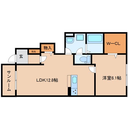 三輪駅 徒歩10分 1階の物件間取画像